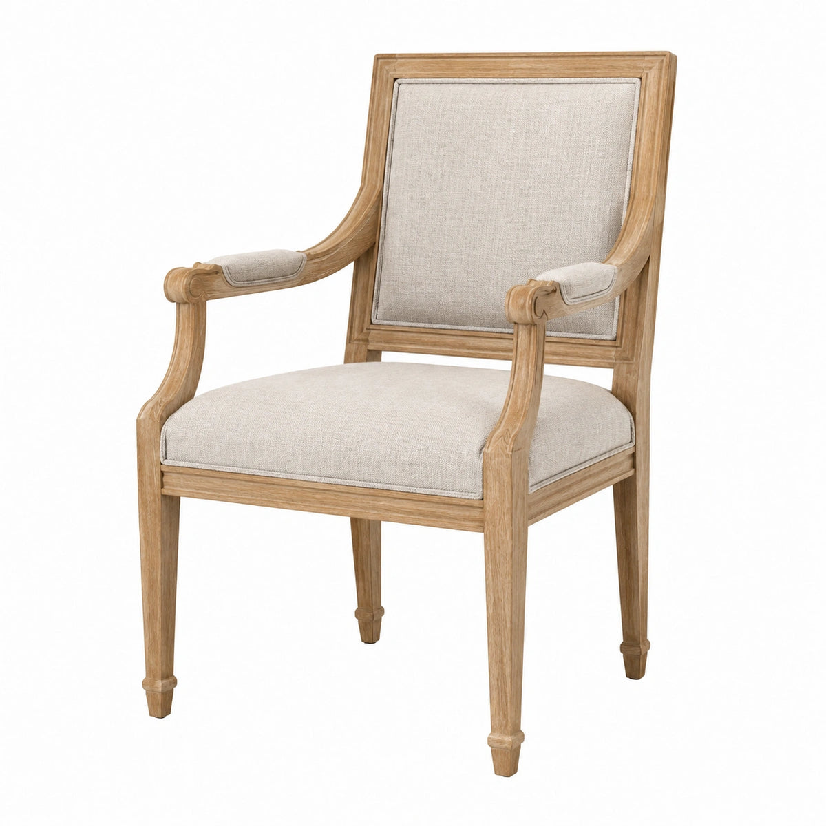 Fauteuil 62 x 65 x 100 cm en bois naturel et tissu beige style classique