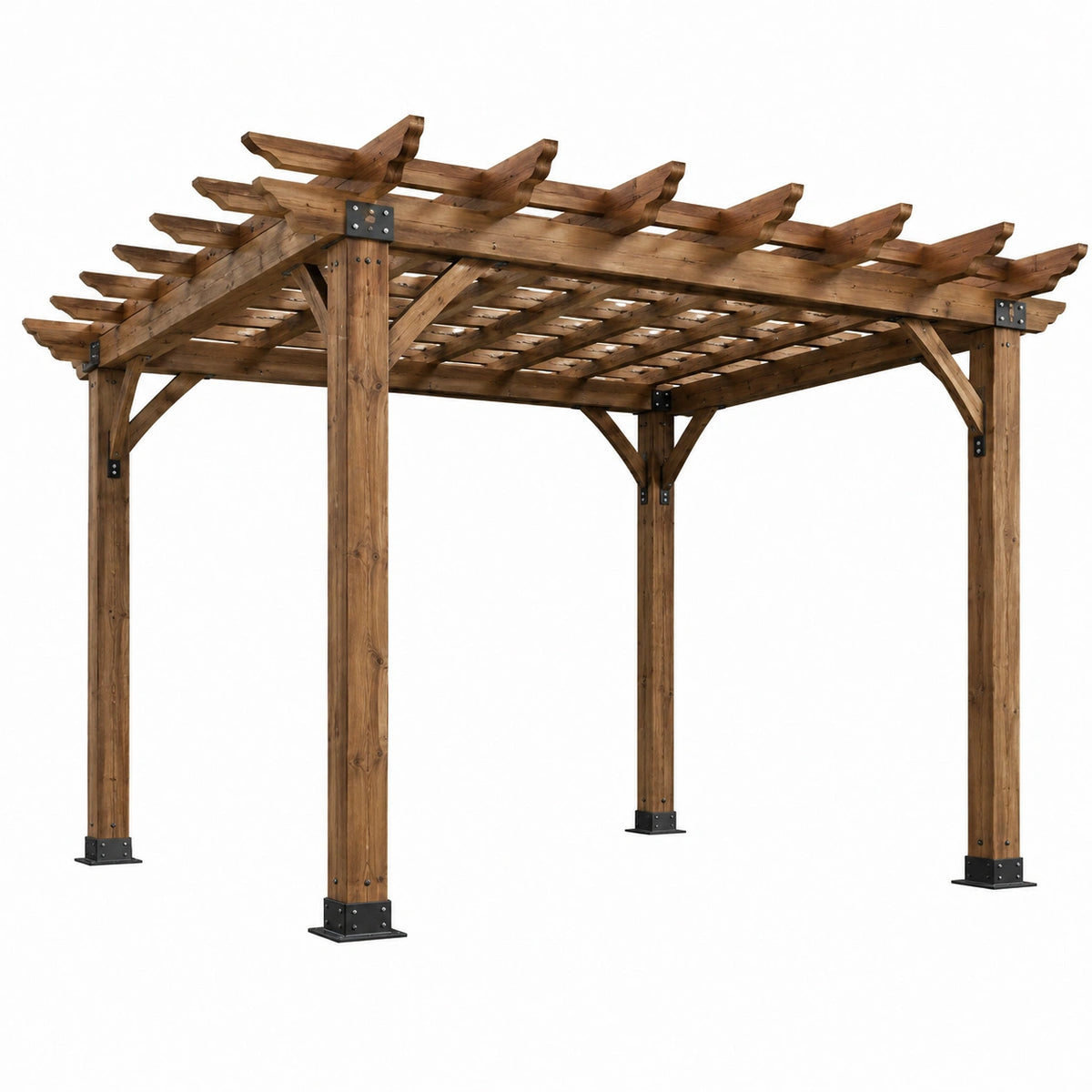 Pergola de jardin 400 x 300 x 250 cm en bois marron structure ajourée