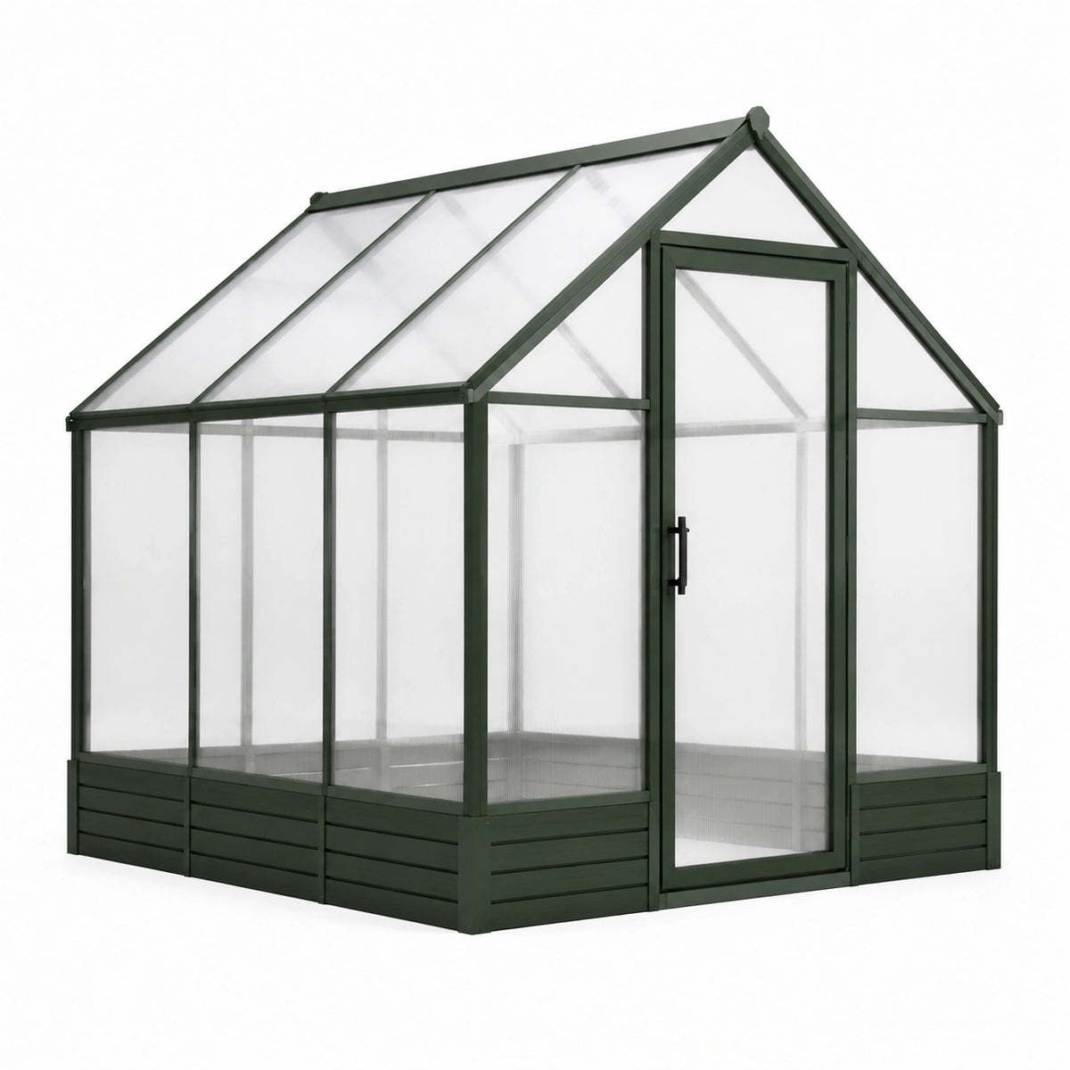 Serre de jardin 190 x 190 x 195 cm aluminium vert et panneaux transparents à porte