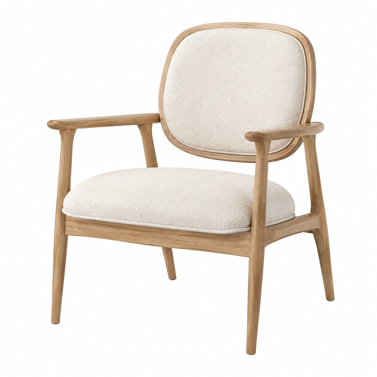 Fauteuil 68 x 75 x 82 cm en bois et tissu bouclé beige style scandinave