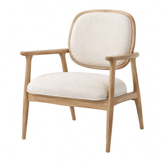 Fauteuil 68 x 75 x 82 cm en bois et tissu bouclé beige style scandinave