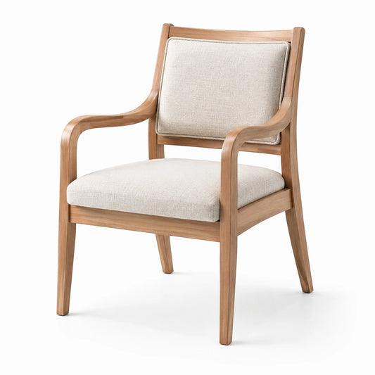 Fauteuil 62 x 66 x 88 cm en bois et tissu beige style contemporain