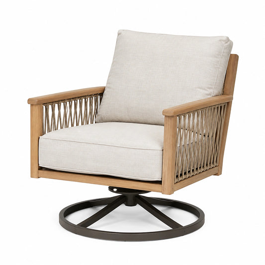 Fauteuil de jardin pivotant 80 x 82 x 88 cm en bois beige style naturel