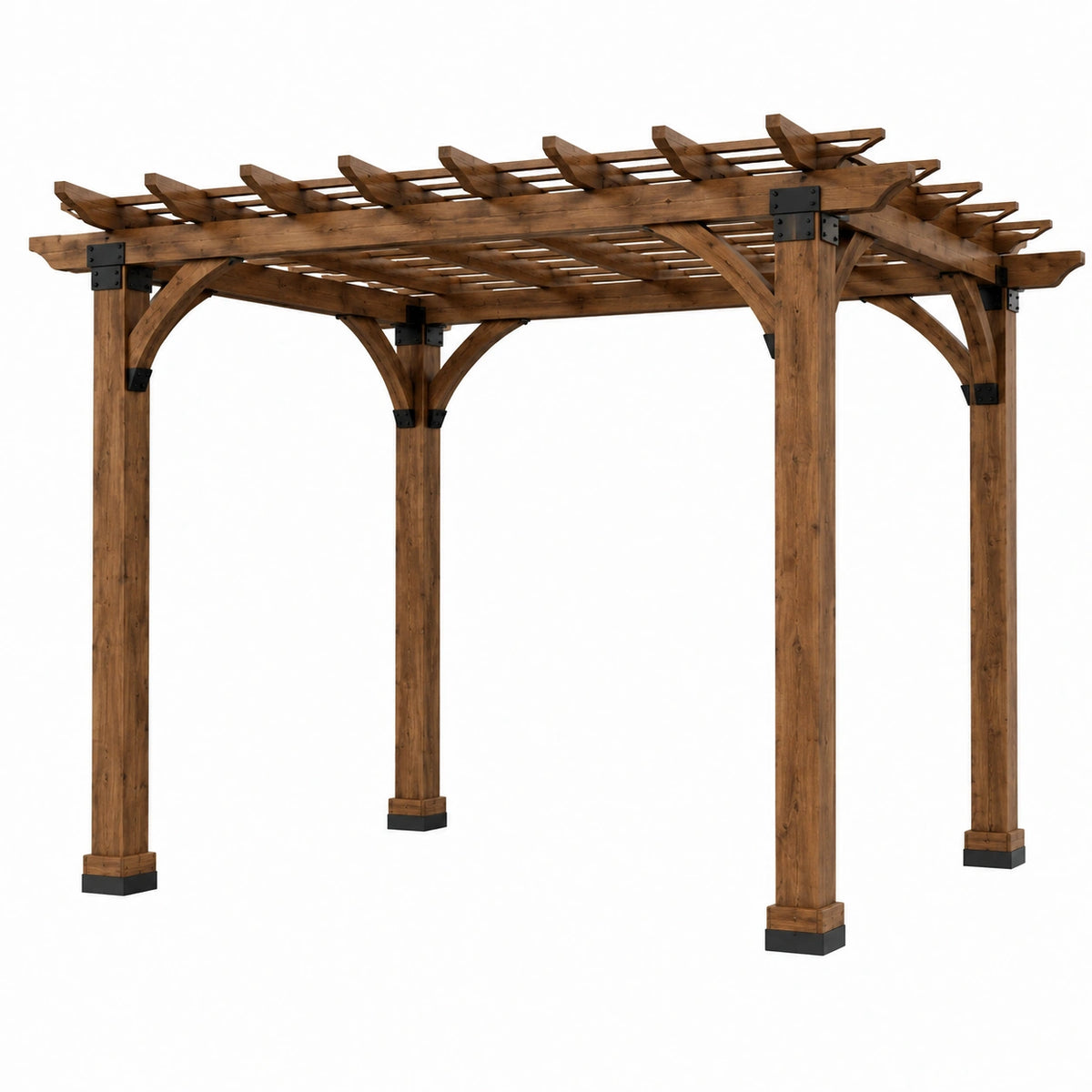 Pergola 400 x 300 x 250 cm en bois marron pour jardin avec toit ajouré