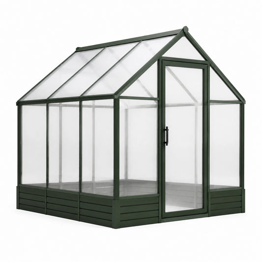 Serre de jardin 190 x 190 x 195 cm aluminium vert et panneaux transparents à porte