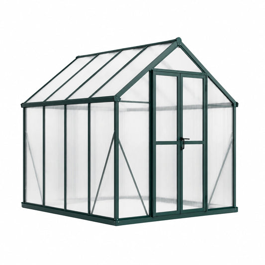Serre de jardin 190 x 190 x 195 cm aluminium vert panneaux translucides toit à pignon