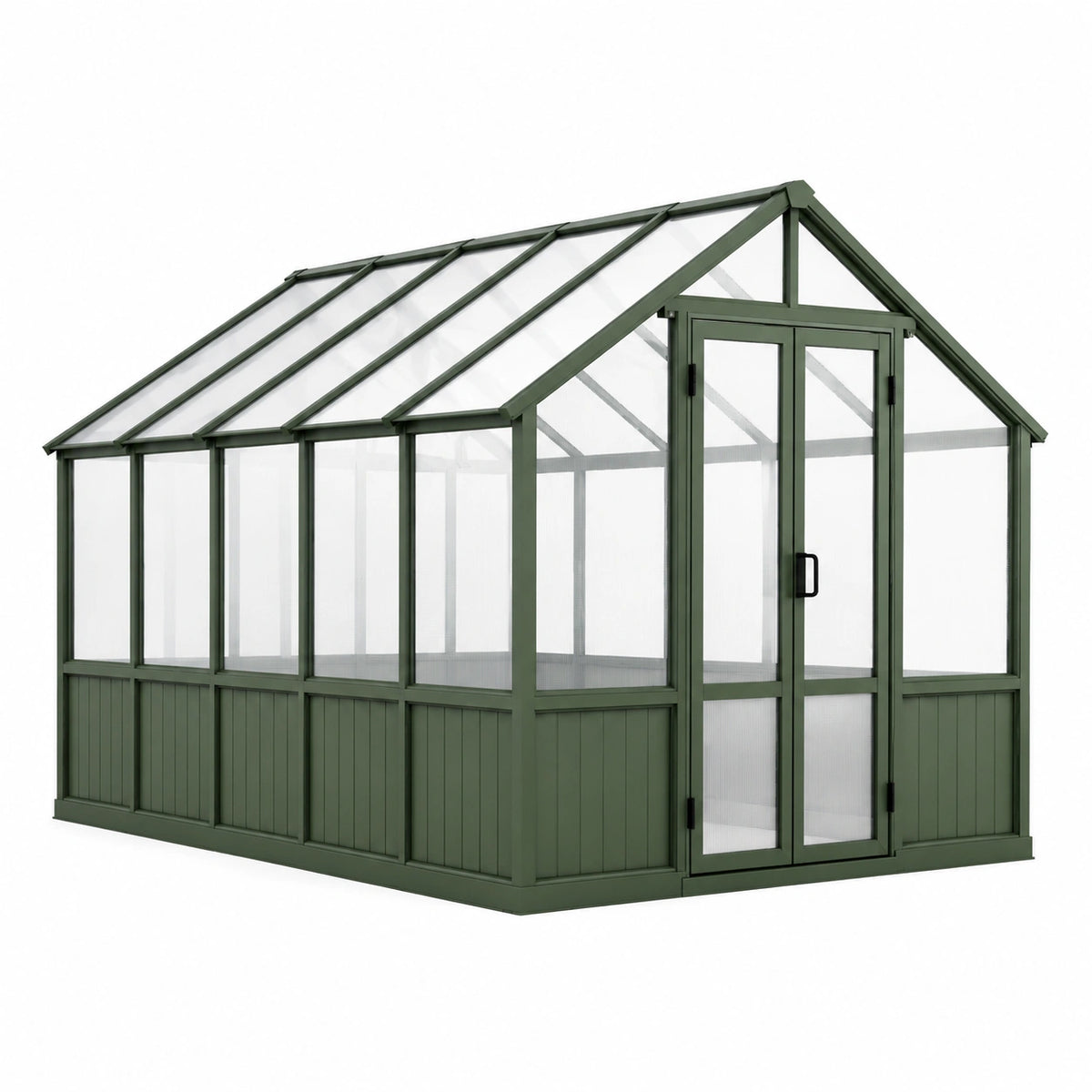 Serre de jardin 240 x 180 x 200 cm aluminium vert avec panneaux translucides et double porte