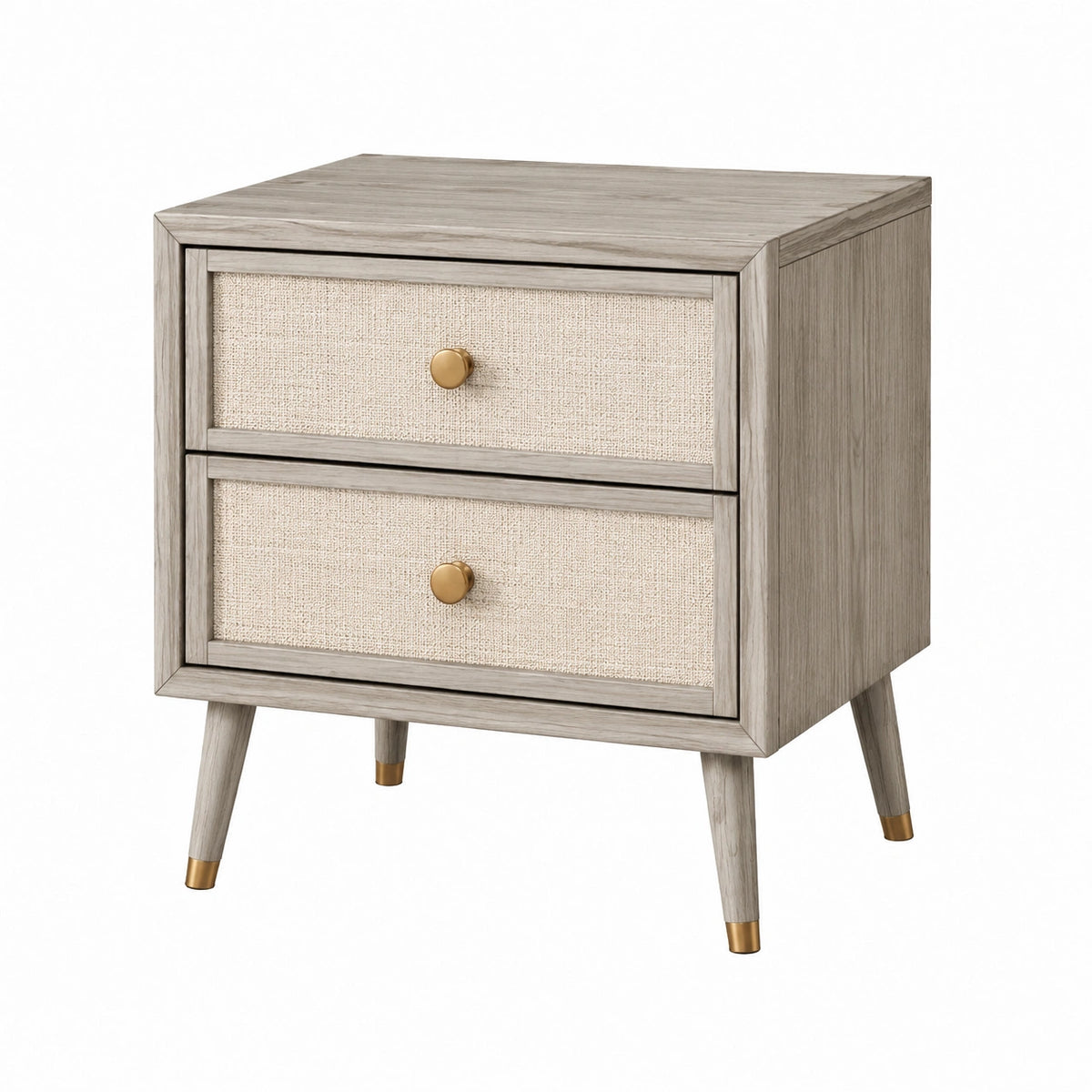 Table de chevet 55 x 40 x 60 cm finition bois gris tissu beige style contemporain